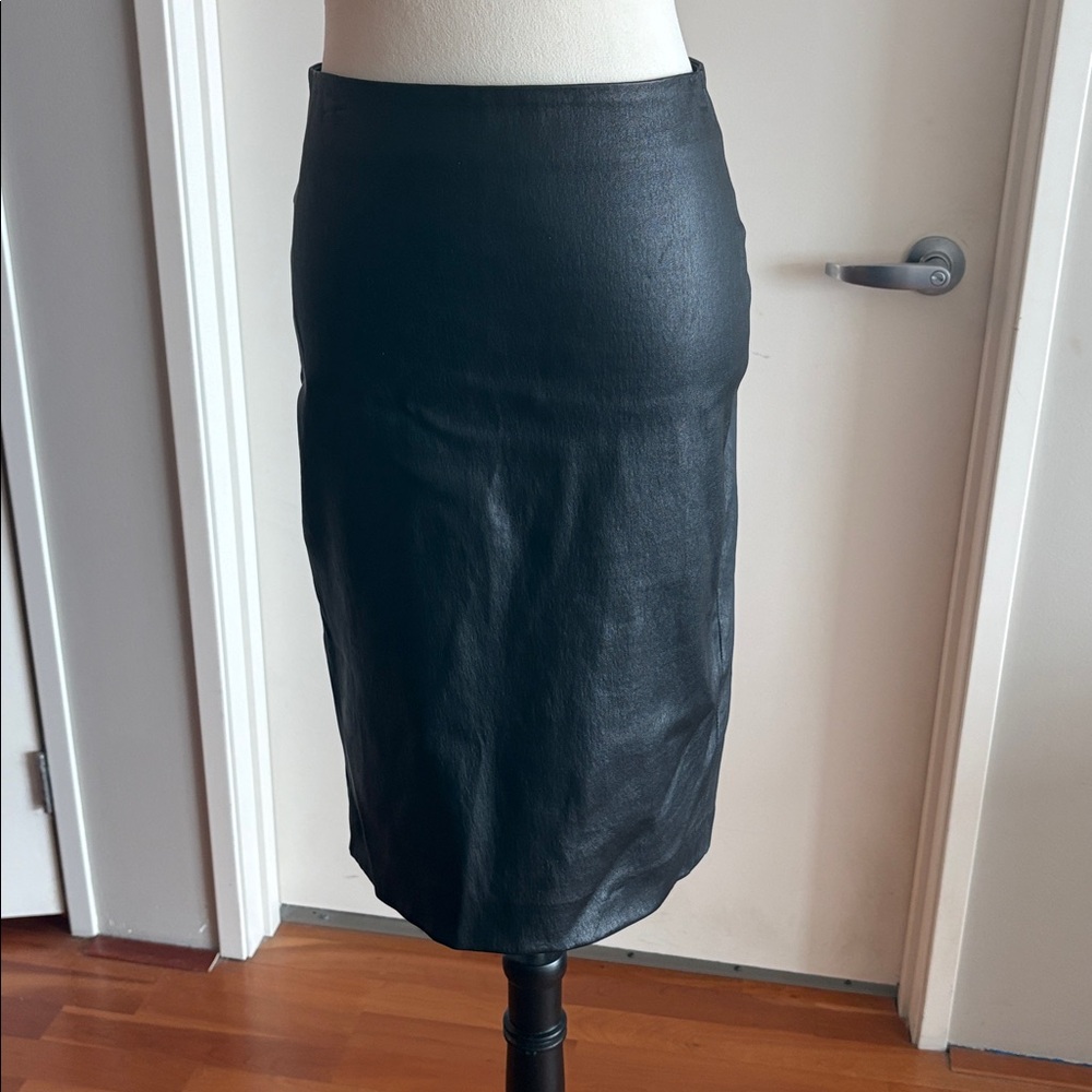 Theory Black Genuine Leather Bodycon Pencil Skirt Bristol Leather Sz 4
